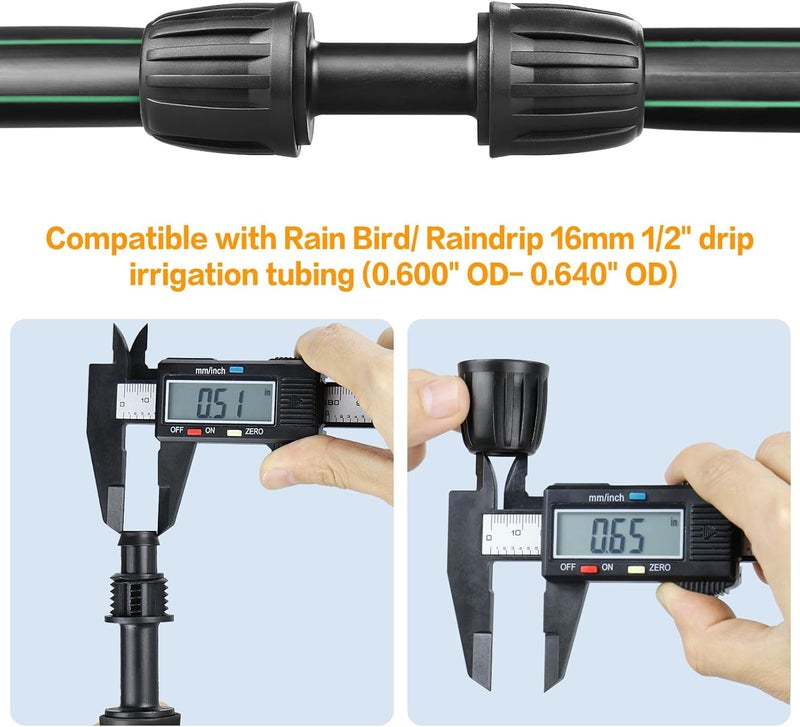 Gardrip Drip Irrigation Fittings Kit for 1/2 Inch Tubing：1/2'' Drip Line Anti-Drop Barbed Locked Nut Connectors 18 Pieces Set Include 4 Couplings 4 Tees 2 Elbows 3 Valves 3 Reducing Tee 2 Plugs - Image 5